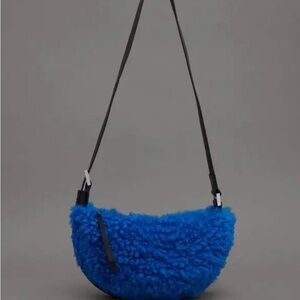 All Saints Bright Blue Shearling Shoulder Bag *like new*